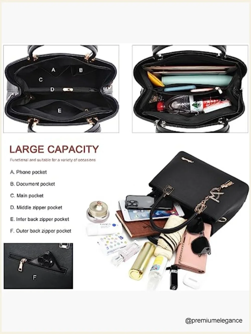 PU Leather Top Handle Satchel Tote Shoulder Crossbody Bag